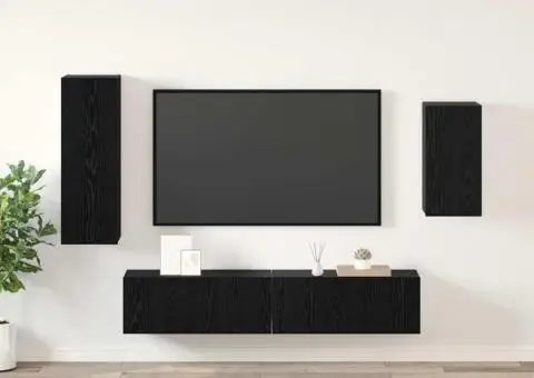 Set cabinet TV cu raft 4 pcs Stejar negru 30.5 x 30 x 90 cm - 1/5