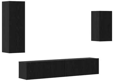 Set cabinet TV cu raft 4 pcs Stejar negru 30.5 x 30 x 90 cm - 2/5