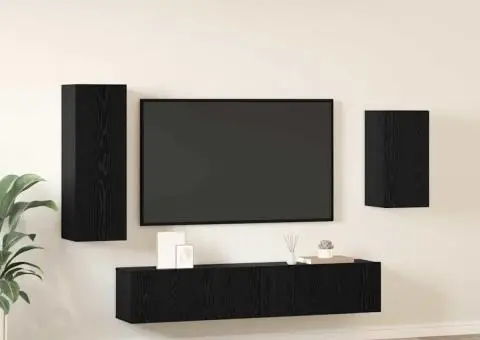 Set cabinet TV cu raft 4 pcs Stejar negru 30.5 x 30 x 90 cm - 4/5