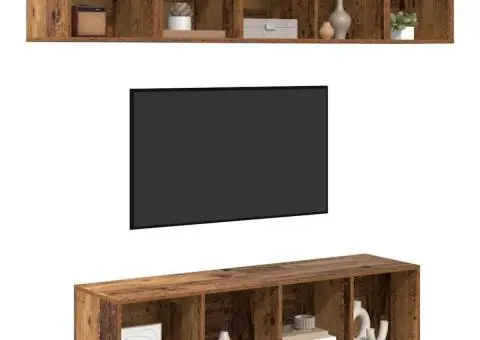 Set comodă TV 4 pcs Lemn vechi 37 x 37 x 142.5 cm Lemn compozit - 3/5