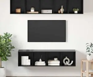 vidaXL Set comodă TV 4 pcs Stejar negru 37 x 37 x 142.5 cm