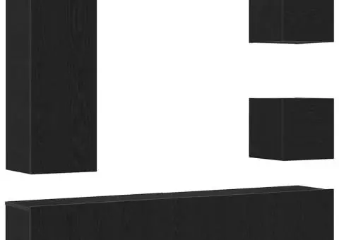 Set mobilă TV , 6 piese, negru stejar, din lemn compus. - 2/5