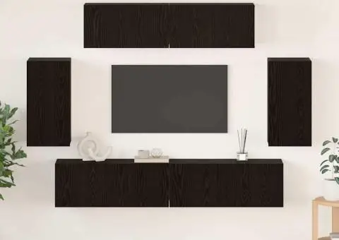 Dulap pentru TV pe Perete 6 pcs Stejar negru Lemn compozit - 1/5