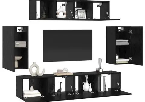 Dulap pentru TV pe Perete 6 pcs Stejar negru Lemn compozit - 3/5