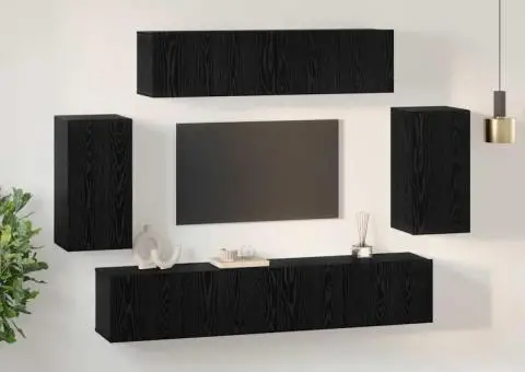 Dulap pentru TV pe Perete 6 pcs Stejar negru Lemn compozit - 4/5