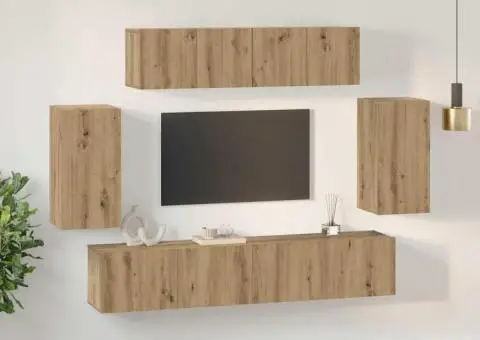 Set comodă TV 6 pcs stejar artizanal 200 x 30 x 150 cm - 4/5