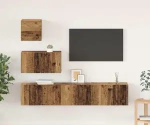 vidaXL Set comodă TV 4 pcs Lemn vechi 80 x 30 x 30 cm Lemn compozit