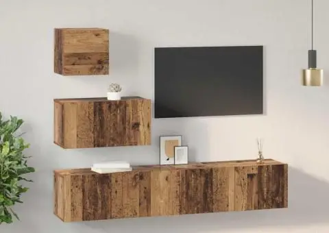 Set comodă TV 4 pcs Lemn vechi 80 x 30 x 30 cm Lemn compozit - 4/5