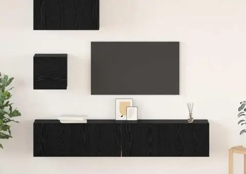 Set comodă TV 4 pcs Stejar negru 80 x 30 x 30 cm Lemn compozit - 1/5