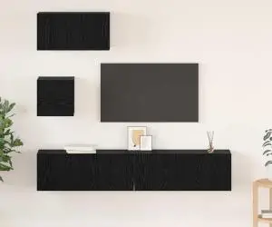 vidaXL Set comodă TV 4 pcs Stejar negru 80 x 30 x 30 cm Lemn compozit