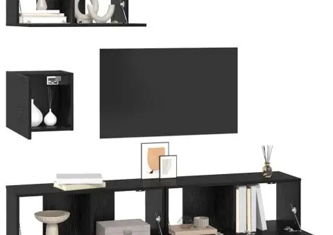 Set comodă TV 4 pcs Stejar negru 80 x 30 x 30 cm Lemn compozit - 3/5