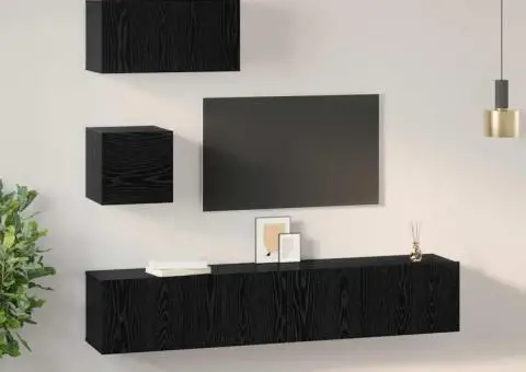 Set comodă TV 4 pcs Stejar negru 80 x 30 x 30 cm Lemn compozit - 4/5