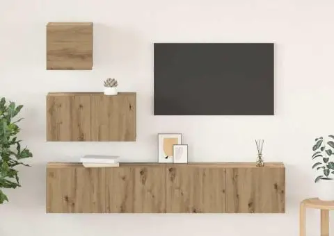 Set comodă TV Pe perete Altele 4 pcs stejar artizanal 80 x 30 x 30 cm - 1/5