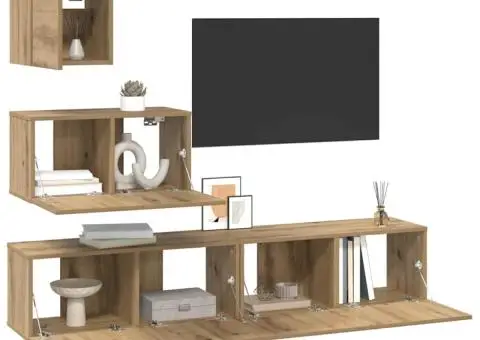 Set comodă TV Pe perete Altele 4 pcs stejar artizanal 80 x 30 x 30 cm - 3/5