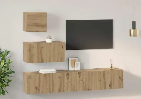 Set comodă TV Pe perete Altele 4 pcs stejar artizanal 80 x 30 x 30 cm - 4/5