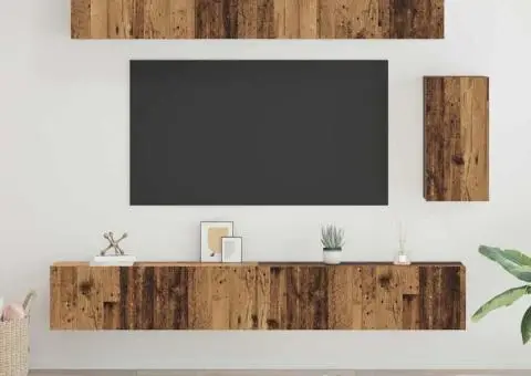 Set comodă TV 6 pcs Lemn vechi 100 x 30 x 30 cm Lemn compozit - 1/5