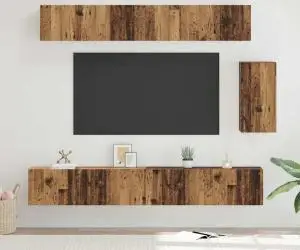 vidaXL Set comodă TV 6 pcs Lemn vechi 100 x 30 x 30 cm Lemn compozit