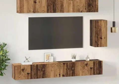 Set comodă TV 6 pcs Lemn vechi 100 x 30 x 30 cm Lemn compozit - 4/5