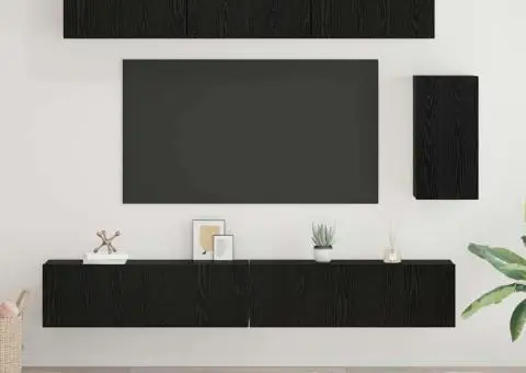 Set comodă TV 6 pcs Stejar negru 100 x 30 x 30 cm Lemn compozit - 1/5