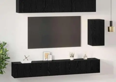 Set comodă TV 6 pcs Stejar negru 100 x 30 x 30 cm Lemn compozit - 4/5