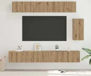 vidaXL Set comodă TV cu sertar cu raft Pe perete Altele 6 pcs stejar artizanal 100 x 30 x 30 cm