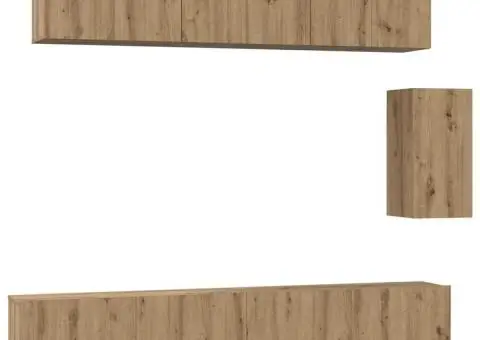 Set comodă TV cu sertar cu raft Pe perete Altele 6 pcs stejar artizanal 100 x 30 x 30 cm - 2/5