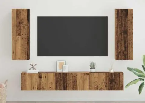 Set comodă TV 4 pcs Lemn vechi 30.5 x 30 x 90 cm Lemn compozit - 1/5