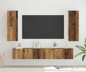 vidaXL Set comodă TV 4 pcs Lemn vechi 30.5 x 30 x 90 cm Lemn compozit