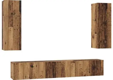 Set comodă TV 4 pcs Lemn vechi 30.5 x 30 x 90 cm Lemn compozit - 2/5