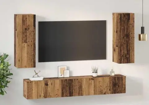 Set comodă TV 4 pcs Lemn vechi 30.5 x 30 x 90 cm Lemn compozit - 4/5