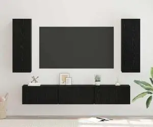 vidaXL Set comodă TV 5 pcs Stejar negru Mediu 30.5 x 30 x 90 cm