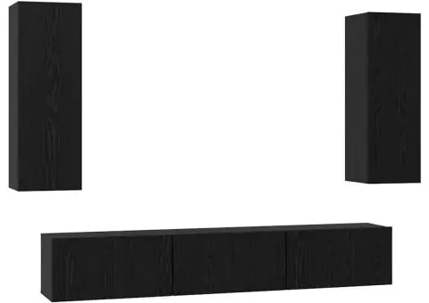 Set comodă TV 5 pcs Stejar negru Mediu 30.5 x 30 x 90 cm - 2/5