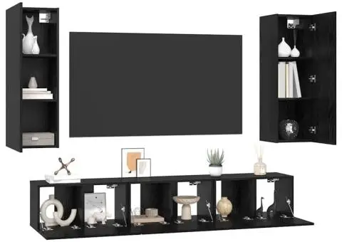 Set comodă TV 5 pcs Stejar negru Mediu 30.5 x 30 x 90 cm - 3/5