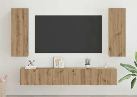 Set comodă TV cu raft 4 pcs stejar artizanal 30.5 x 30 x 90 cm - 1/5