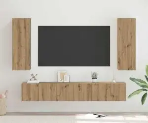 vidaXL Set comodă TV cu raft 4 pcs stejar artizanal 30.5 x 30 x 90 cm