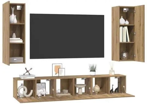 Set comodă TV cu raft 4 pcs stejar artizanal 30.5 x 30 x 90 cm - 3/5