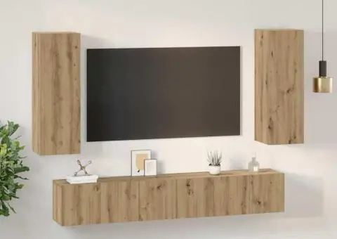 Set comodă TV cu raft 4 pcs stejar artizanal 30.5 x 30 x 90 cm - 4/5