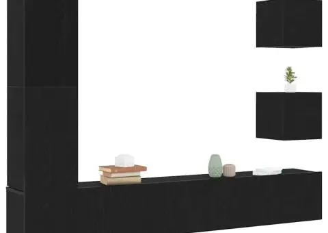 Set TV 6 piese, Negru Stejar - 3/5