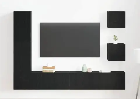 Set TV 6 piese, Negru Stejar - 4/5