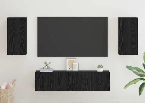 Set comodă TV cu raft Altele 4 pcs Stejar negru Mediu 60 x 30 x 30 cm - 1/5