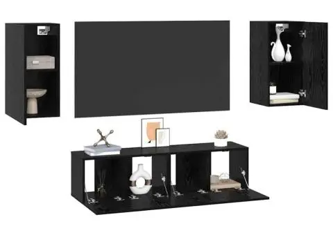 Set comodă TV cu raft Altele 4 pcs Stejar negru Mediu 60 x 30 x 30 cm - 3/5