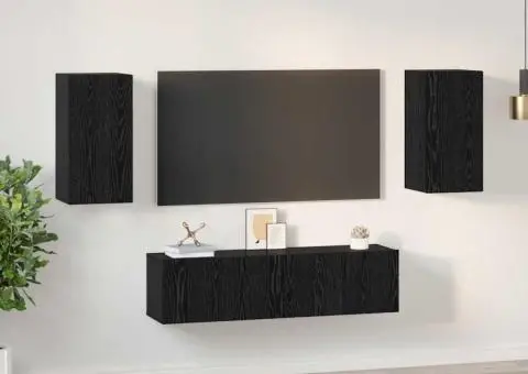 Set comodă TV cu raft Altele 4 pcs Stejar negru Mediu 60 x 30 x 30 cm - 4/5