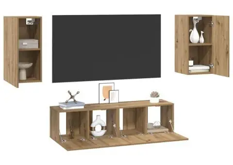 Set comodă TV cu raft 4 pcs stejar artizanal 30.5 x 30 x 60 cm - 3/5