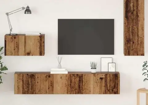 Dulap pentru TV pe Perete cu raft Altele cu depozitare cu ușă 4 pcs Lemn vechi Mediu - 1/5