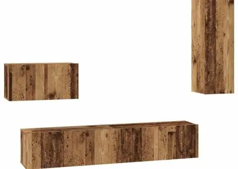 Dulap pentru TV pe Perete cu raft Altele cu depozitare cu ușă 4 pcs Lemn vechi Mediu - 2/5