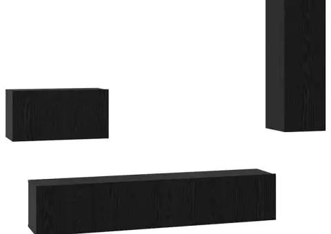 Dulap pentru TV pe Perete cu raft Altele cu depozitare cu ușă 4 pcs Stejar negru - 2/5