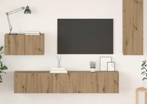 Dulap pentru TV pe Perete cu raft Altele cu depozitare cu ușă 4 pcs Stejar artisanal - 1/5