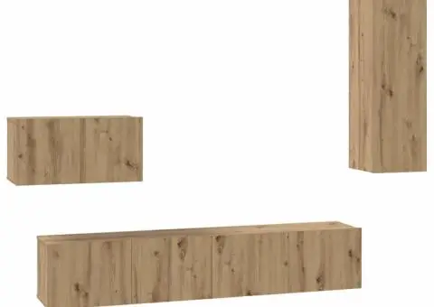 Dulap pentru TV pe Perete cu raft Altele cu depozitare cu ușă 4 pcs Stejar artisanal - 2/5