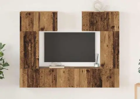 Set comodă TV cu raft cu depozitare cu ușă 6 pcs Lemn vechi 80 x 30 x 30 cm - 1/5