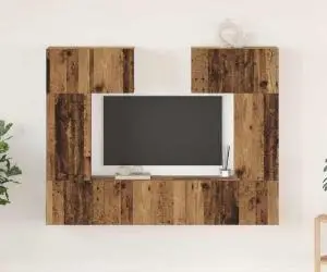 vidaXL Set comodă TV cu raft cu depozitare cu ușă 6 pcs Lemn vechi 80 x 30 x 30 cm